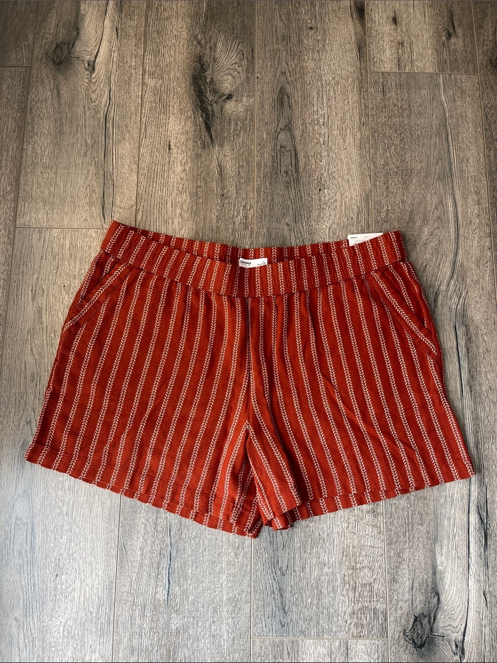 Sonoma Rust Red Striped Pull-On Bermuda Shorts